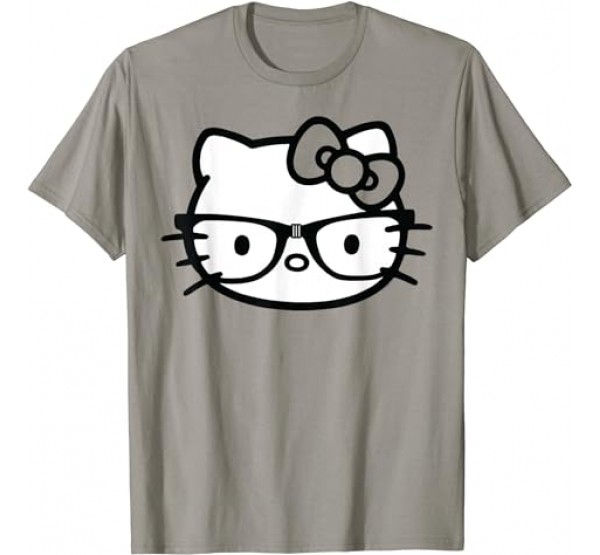 Hello Kitty Black and White Nerd Glasses Short Sleeve T-Shirt Hello Kitty Black and White Nerd Glasses Short Sleeve T-Shirt